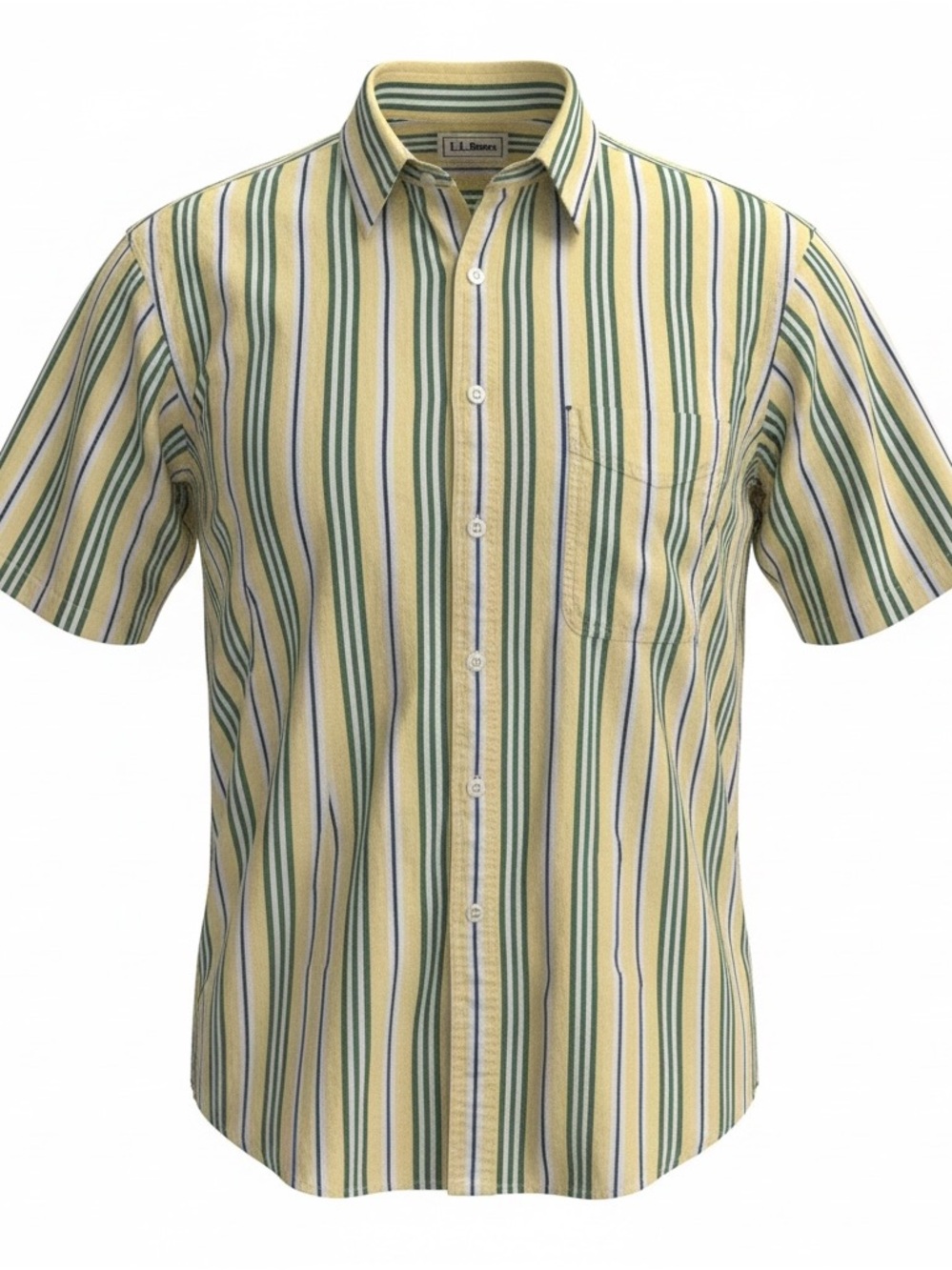 Vintage 90s L.L. Bean Striped Short Sleeve Button Down - Made in Canada - Large